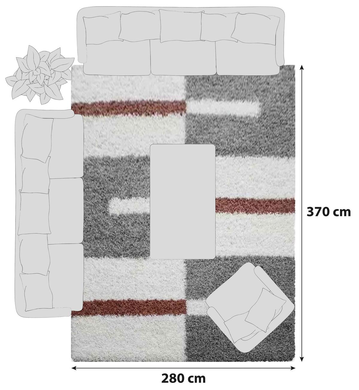 Hochflorteppich Gala Terracotta ca. 280x370cm - Terracotta, Design, Textil (280/370cm) - Novel