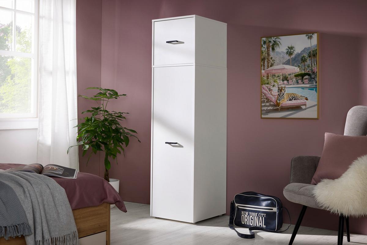 Kleiderschrank Kivo Weiß - Weiß, MODERN, Holzwerkstoff/Kunststoff (45/129,8/52,1cm) - Based