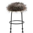 Hocker Luzie - Schwarz/Grau, MODERN, Fell/Metall (30/50/30cm) - Mömax modern living