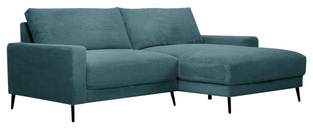 Wohnlandschaft Cora Türkis - Türkis/Schwarz, Modern, Holz/Textil (223/86/161cm) - Mömax
