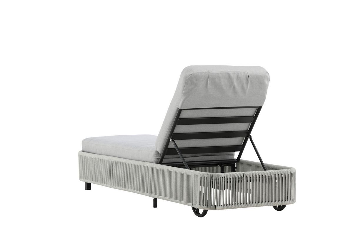 SONNENLIEGE VIRYA - Schwarz/Grau, KONVENTIONELL, Textil/Metall (75/32/205cm) - Gardenson