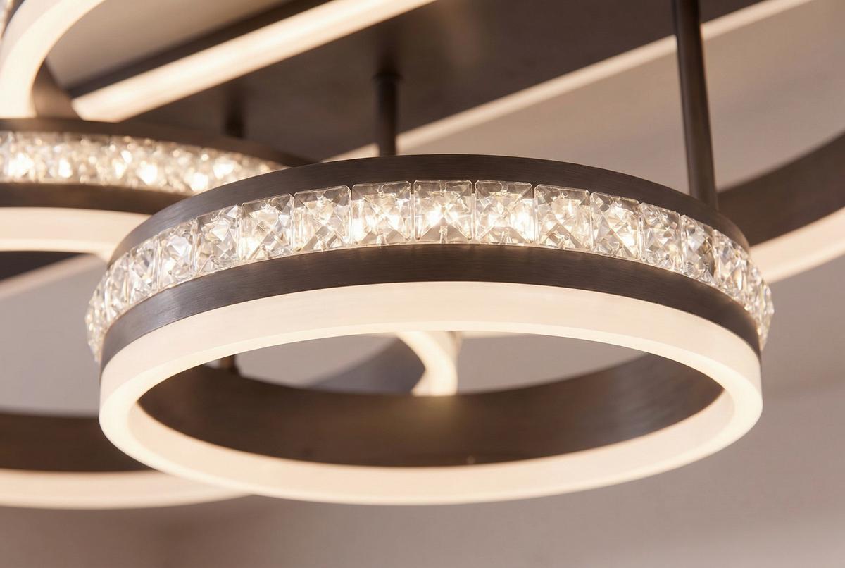 Stropna Led-svetilka Grouni, S Sijalko - barve titana/opal, Design, kovina/umetna masa (80/50/21,5cm)