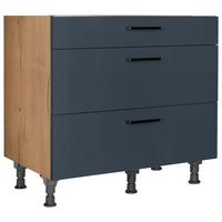 Kochfeldumbauschrank Easytouch Blau - Blau/Eichefarben, MODERN, Holzwerkstoff/Metall (90,0/87,0/56,0cm) - Nobilia