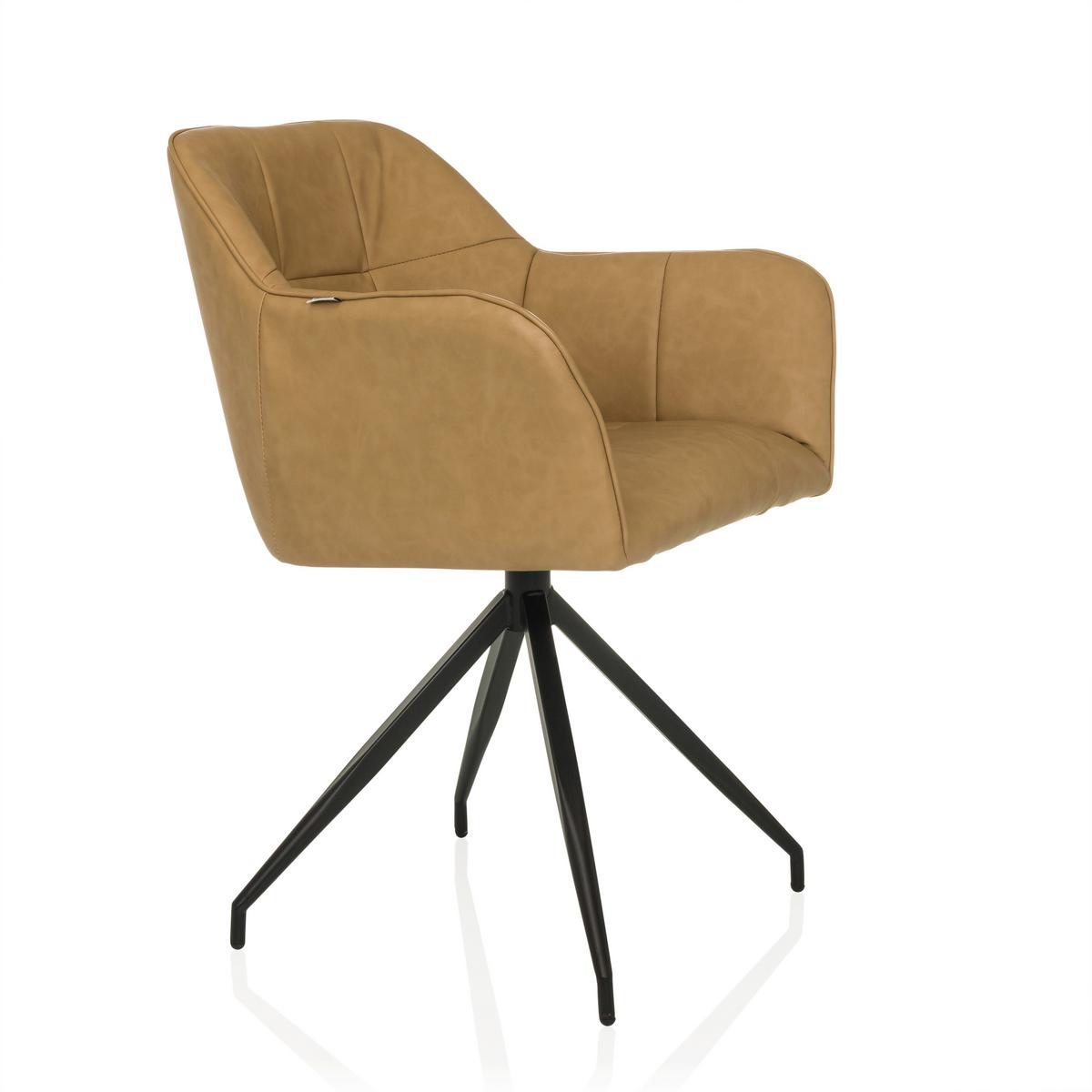 Naslanjač Elverum Spu, Barva Konjaka - črna/barve konjaka, Moderno, kovina/usnje (61/90/56cm) - MID.YOU