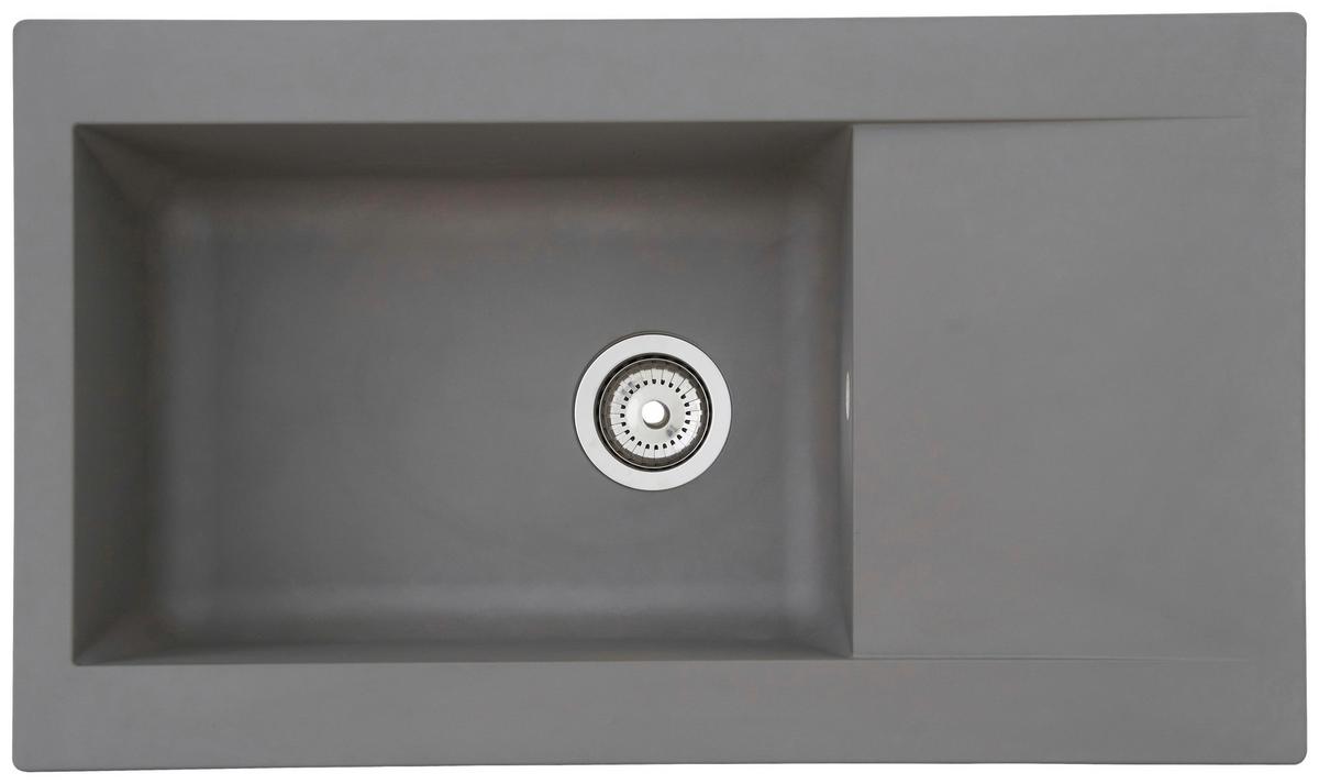 Einbauspüle Denver ca. 86x20x50 cm Grau - Grau, Trend, Glas/Kunststoff (86/20/50cm) - Respekta