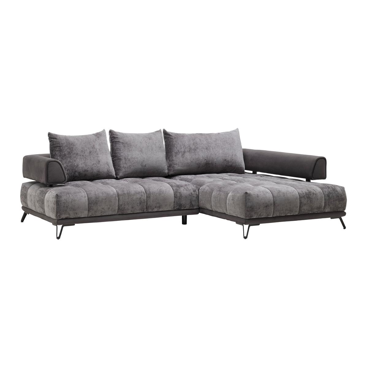 Ecksofa Morgan Graphitfarben - Graphitfarben/Schwarz, MODERN, Textil/Metall (262/67-87/184cm) - Mömax