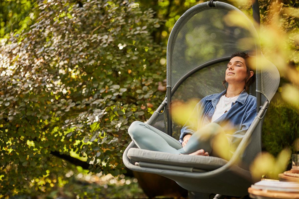 HÄNGESESSEL M90912 - Blau/Anthrazit, KONVENTIONELL, Kunststoff/Textil (123/195cm) - Siena Garden