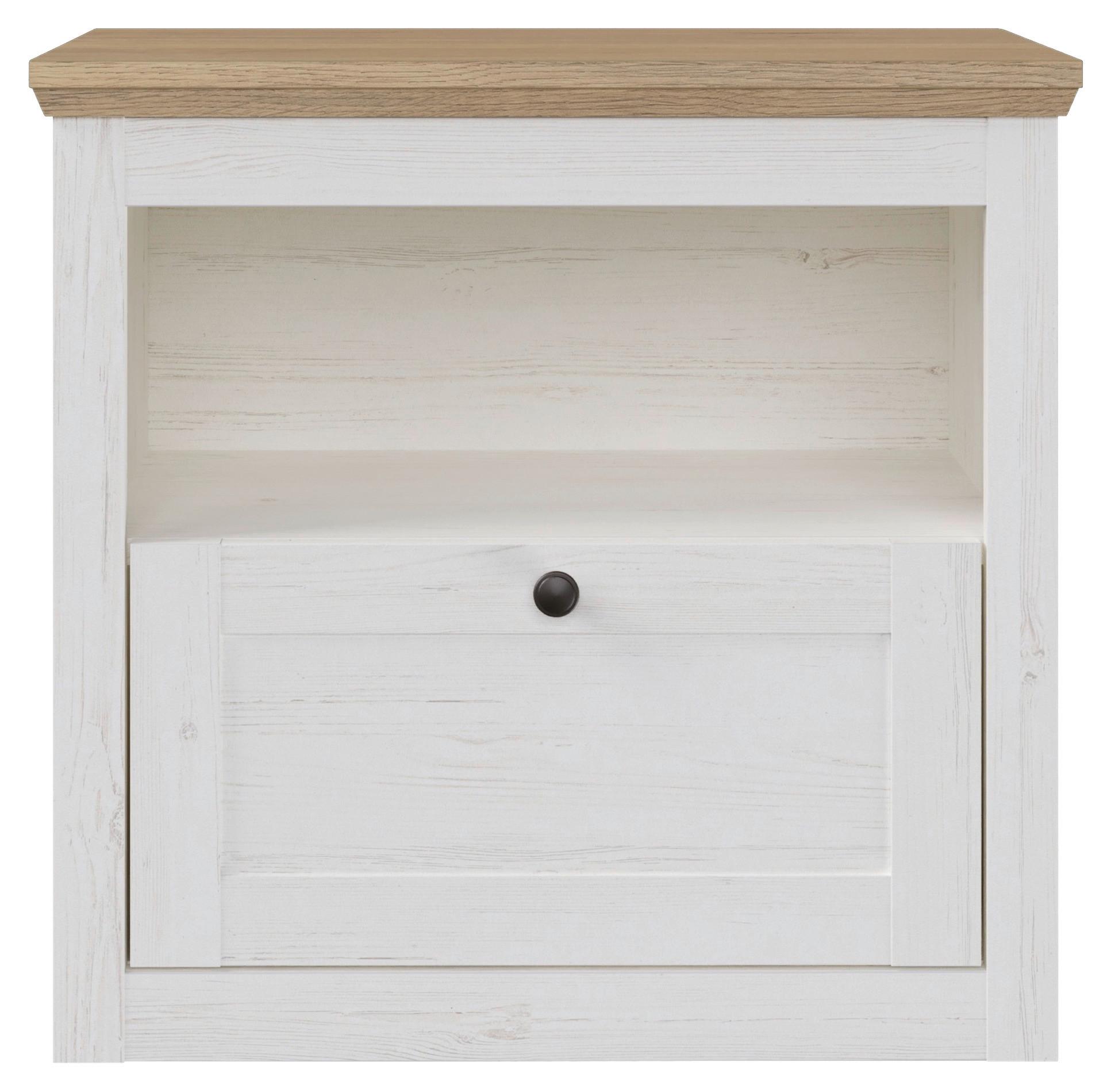 SÄNGBORD KORSIKA -EXKLUSIV- - svart/ekfärgad, Romantik / Lanthus, metall/trämaterial (58/56,1/38cm) - Mömax