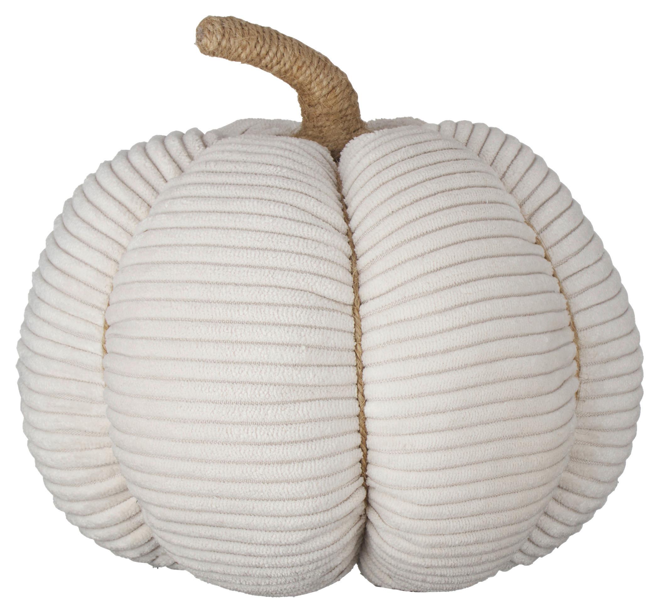 Dekokürbis Pumpkin Weiß/Beige - Beige/Weiß, Textil (21/15cm) - Mömax