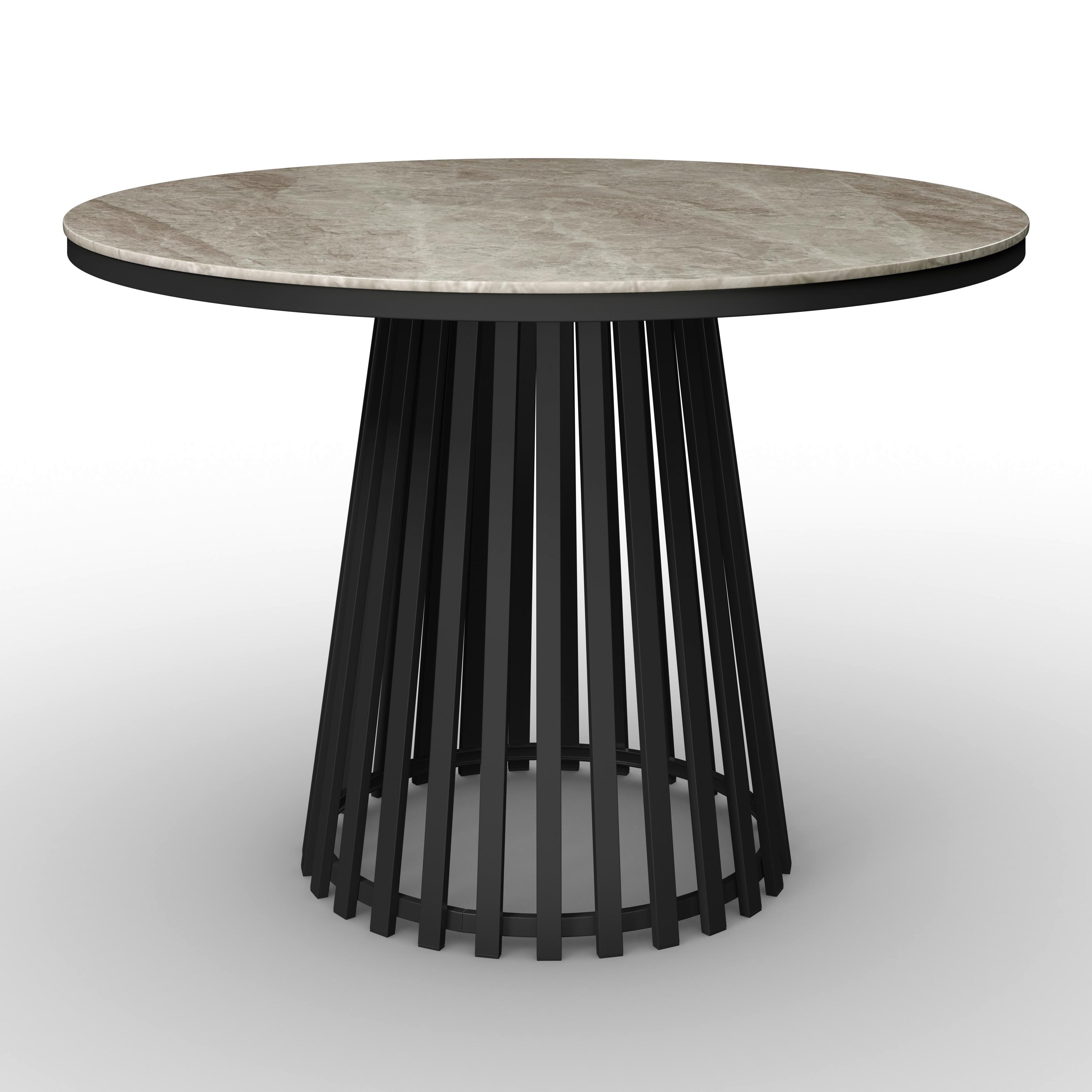 Esstisch Pela Grau/Schwarz MDF rund L/B/H ca. 110/110/75 cm - Schwarz/Grau, MODERN, Holzwerkstoff/Stein (110/75cm) - Bessagi Home