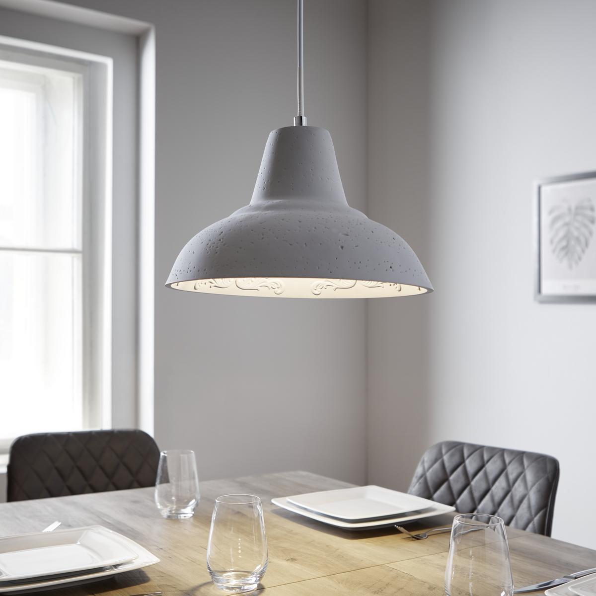 Hängeleuchte Madita max. 42 Watt - Grau, MODERN, Stein (30/123cm) - Bessagi Home