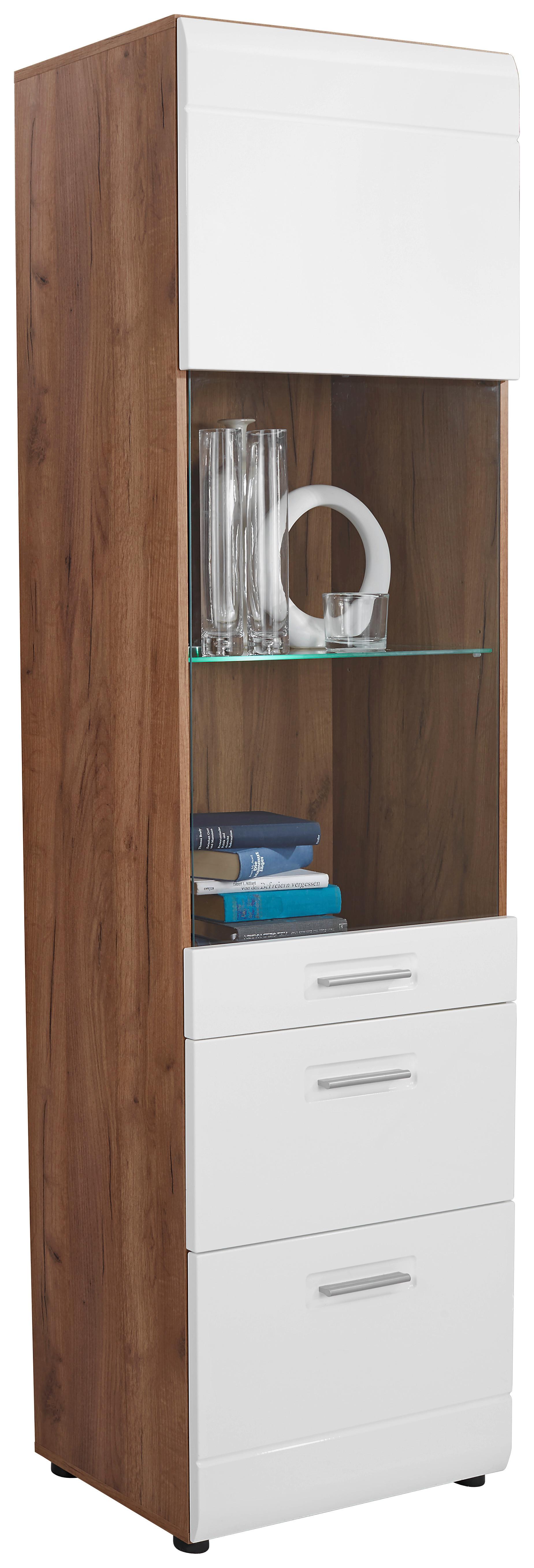 Vitrina Avensis New - bijela/boje hrasta, Konvencionalno, staklo/drvni materijal (60/205,7/37,1cm) - Modern Living