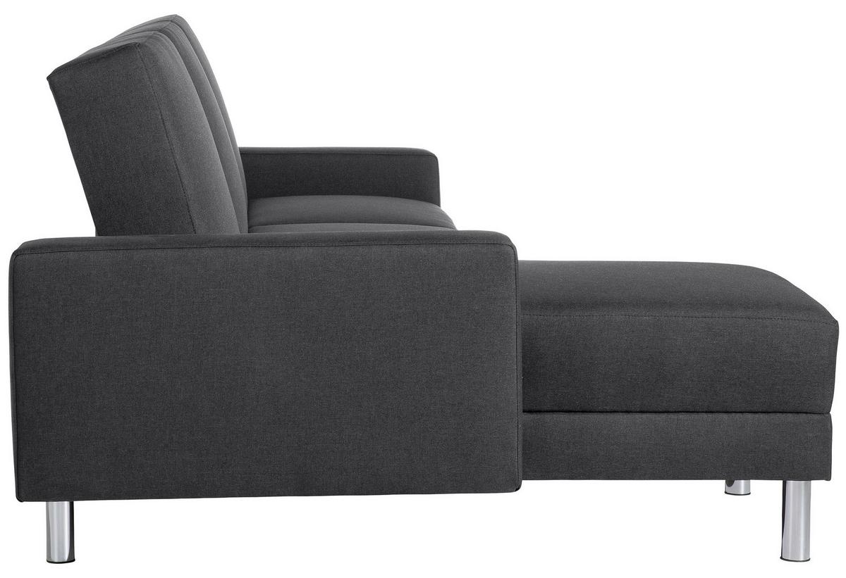 ECKSCHLAFSOFA JUST FASHION - Chromfarben/Graphitfarben, KONVENTIONELL, Textil/Metall (152/230cm) - Max Winzer