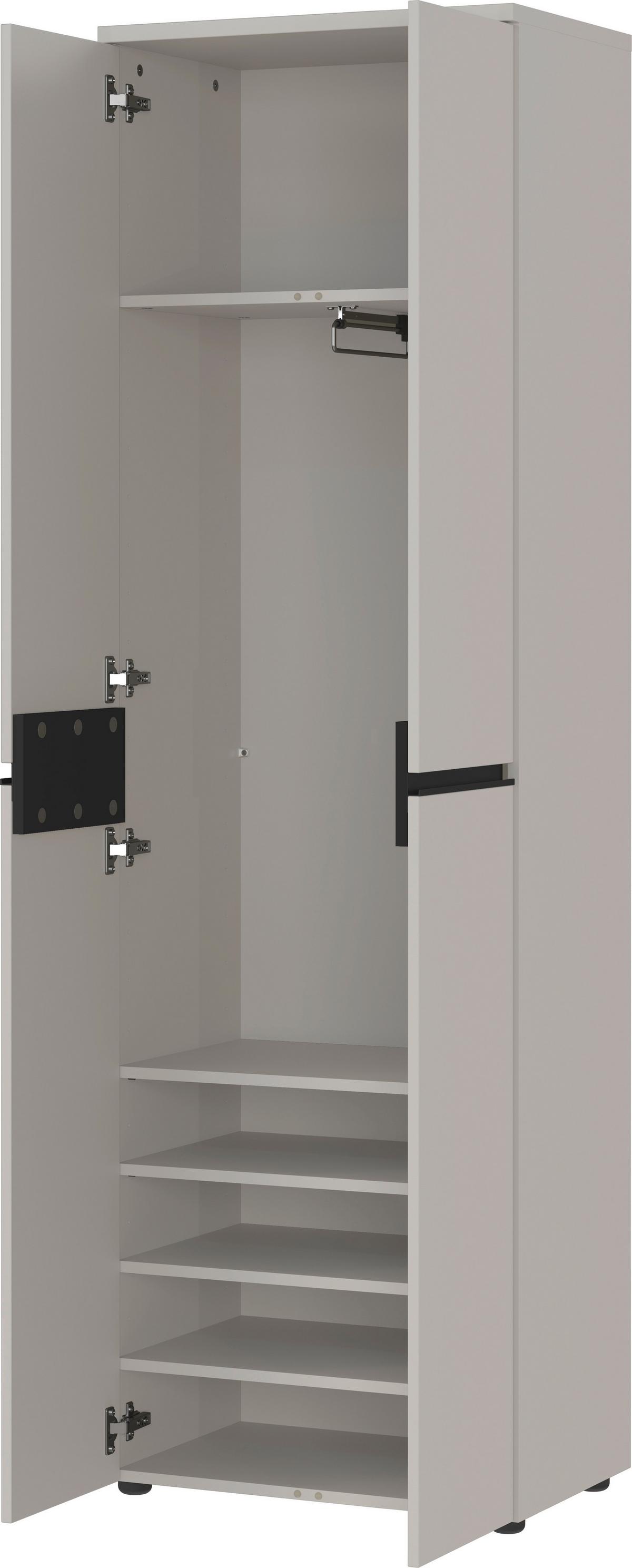 Garderobenschrank GW Bastia in Grau - Schwarz/Grau, MODERN, Holzwerkstoff/Kunststoff (59/194/41cm) - Premium Living