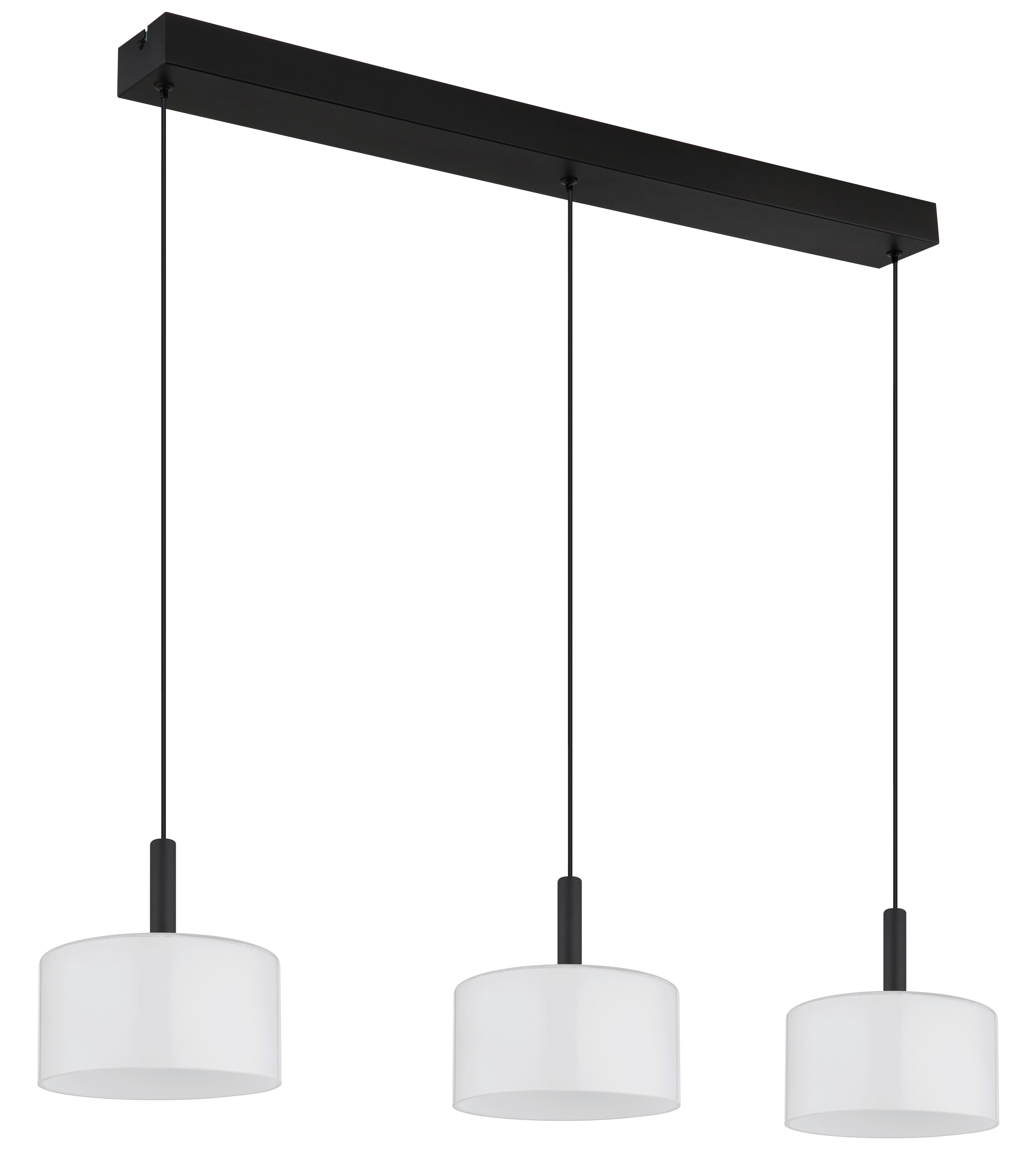 LED-HÄNGELEUCHTE 16052-3  TRENTON - Weiss/Schwarz, Design, Glas/Kunststoff (90/20/150cm) - Globo