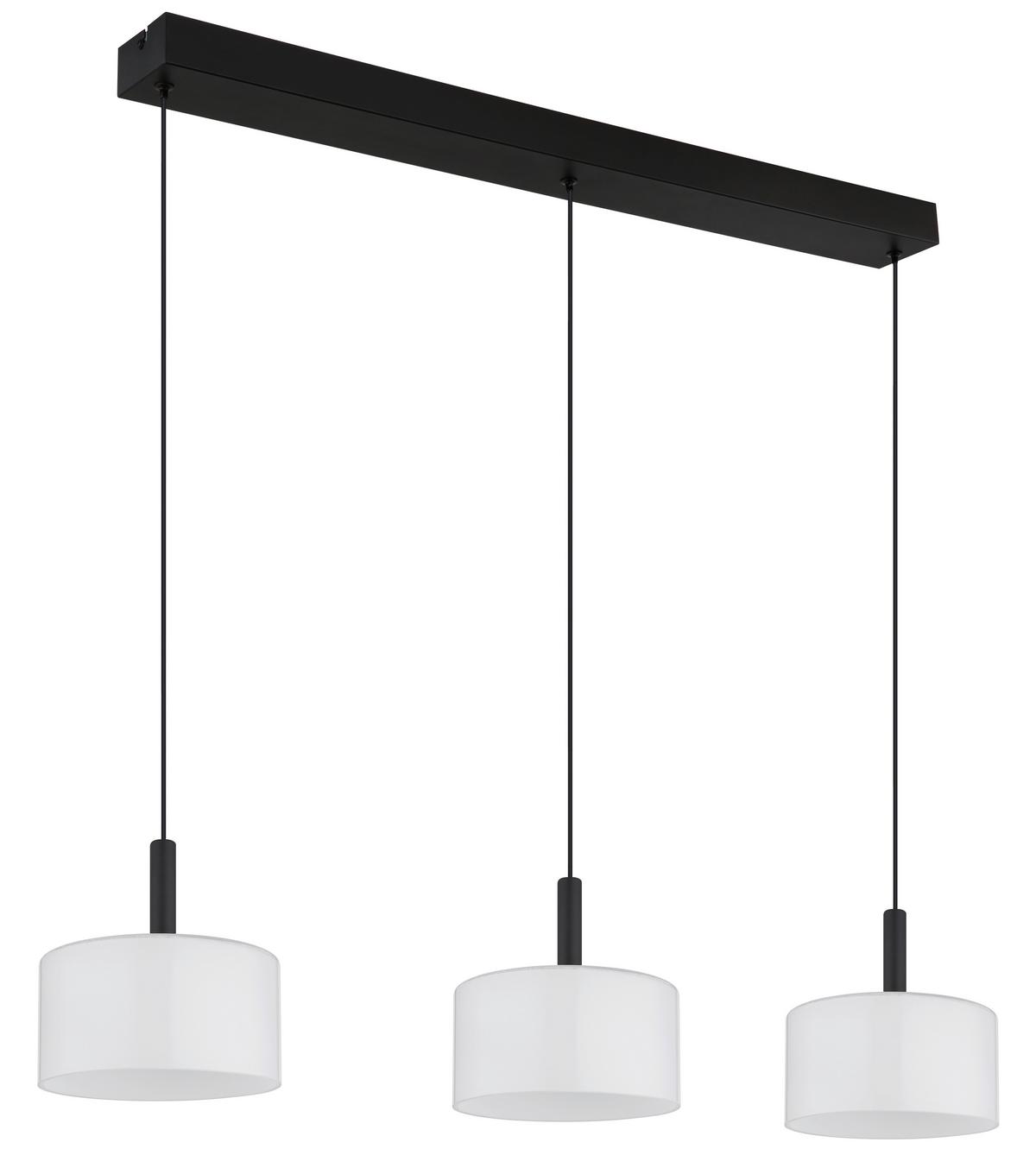 LED-HÄNGELEUCHTE 16052-3  TRENTON - Weiss/Schwarz, Design, Glas/Kunststoff (90/20/150cm) - Globo