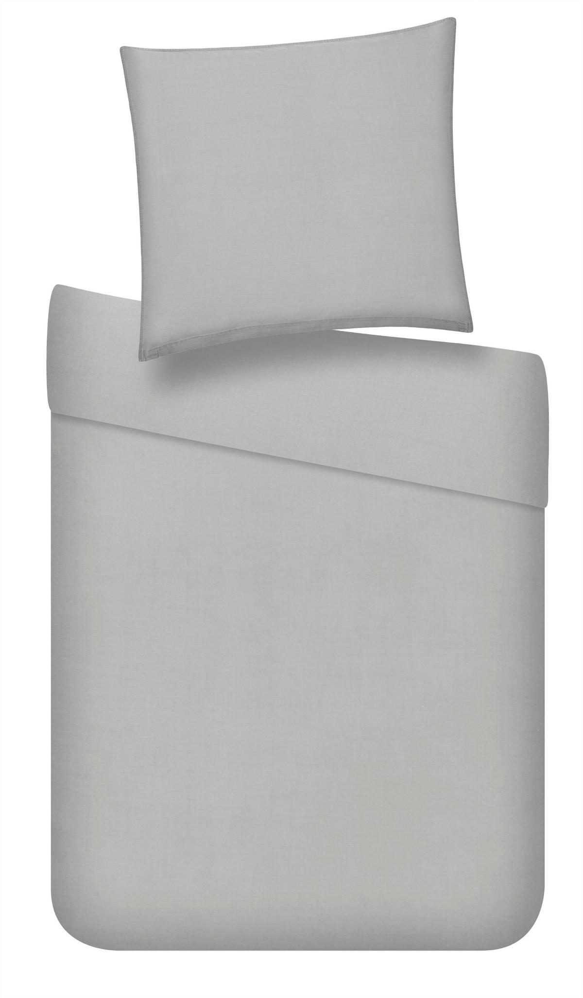 Bettwäsche Stone Washed Uni XL Hellgrau ca. 155x220cm - Hellgrau, MODERN, Textil (155/220cm) - Modern Living