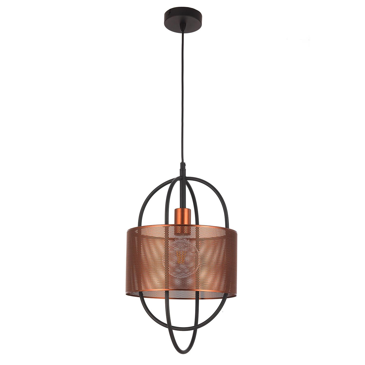 Hängeleuchte Quokka Schwarz/Kupfer max. 22 Watt - Schwarz/Kupferfarben, Design, Metall (28/100cm)