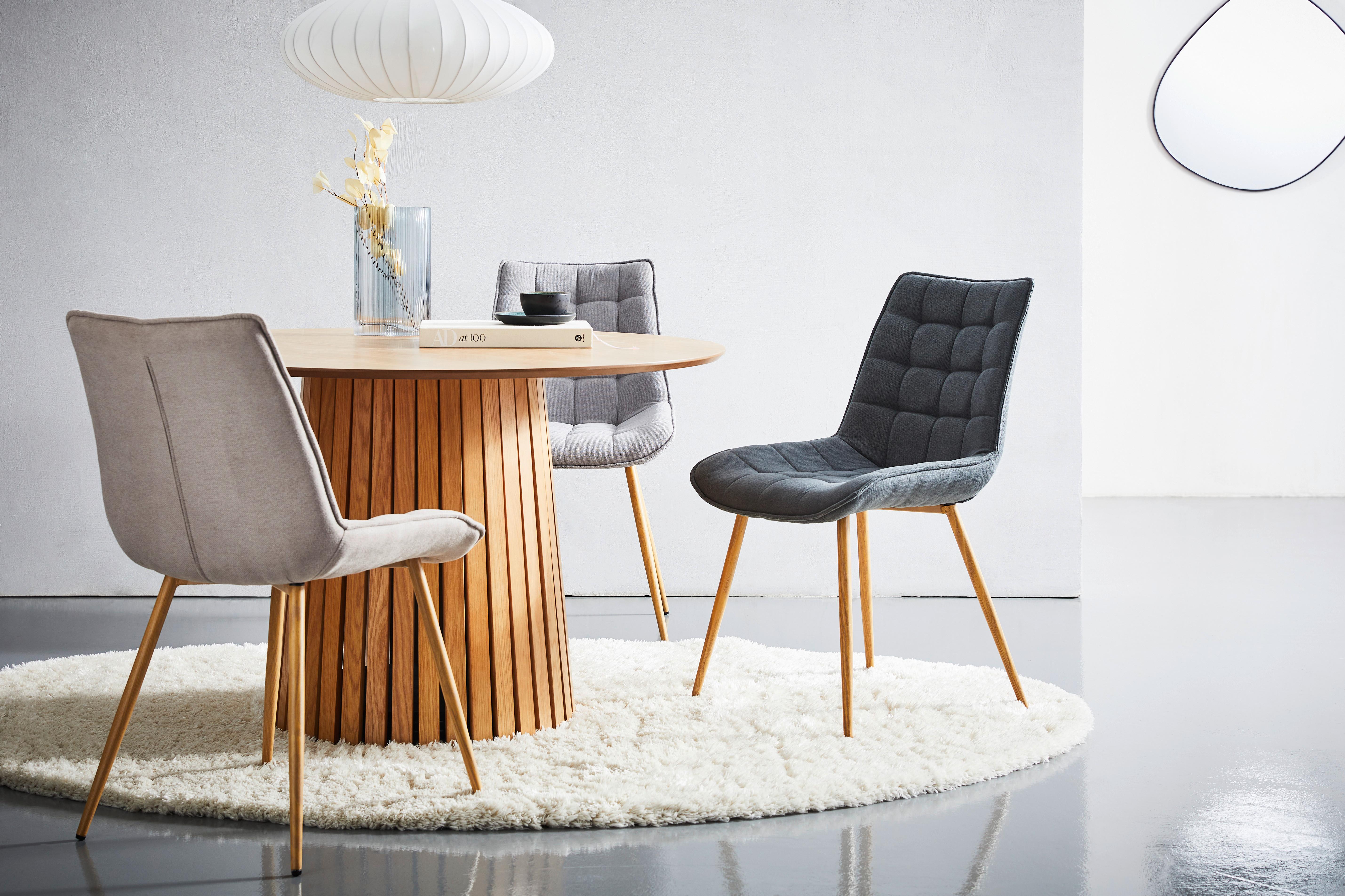 KRZESŁO LENA - kolor dębowy/taupe, Modern, metal/tkanina (51/88/62cm) - Livetastic