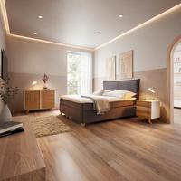 Boxbett Rina Grau ca. 180x200 cm mit Topper - Naturfarben/Grau, MODERN, Holz/Textil (180/200cm) - Bessagi Home