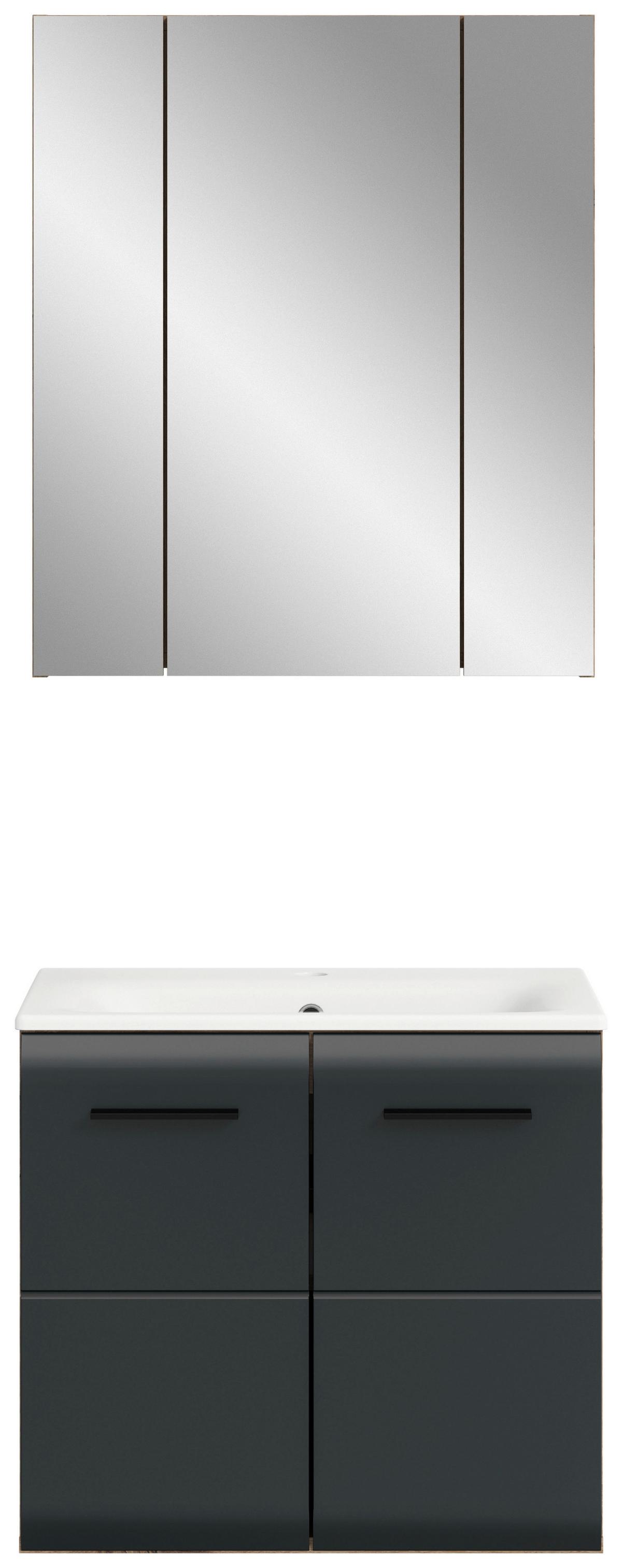 Kopalnica Ice, Črna, Barva Hrasta, 2-Delna - črna/bela, Basics, umetna masa/leseni material (60cm) - MID.YOU