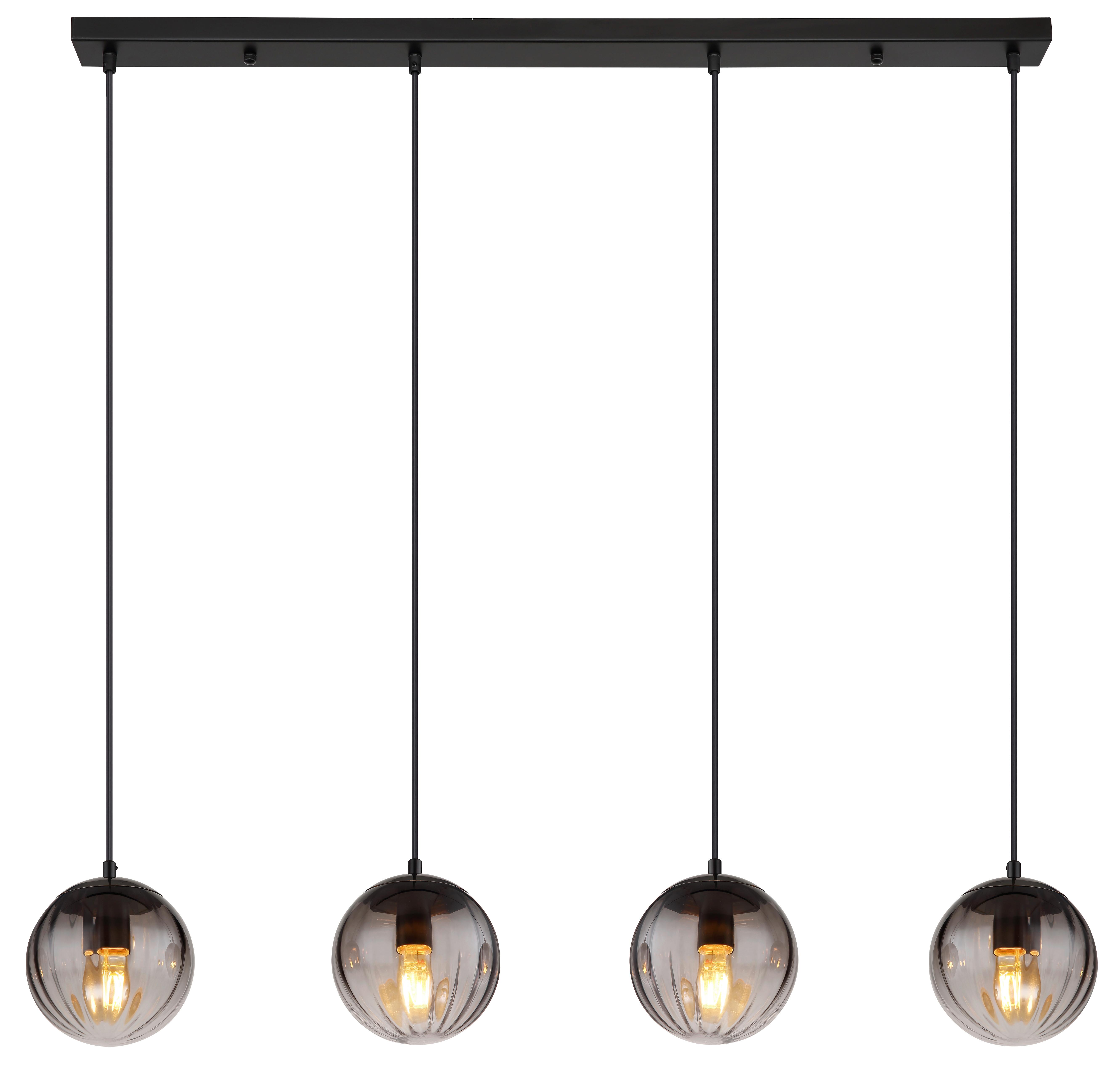 Hängeleuchte Dallerta Rauchfarben max. 60 Watt - Klar/Schwarz, Design, Glas/Kunststoff (104,5/17/120cm) - Globo