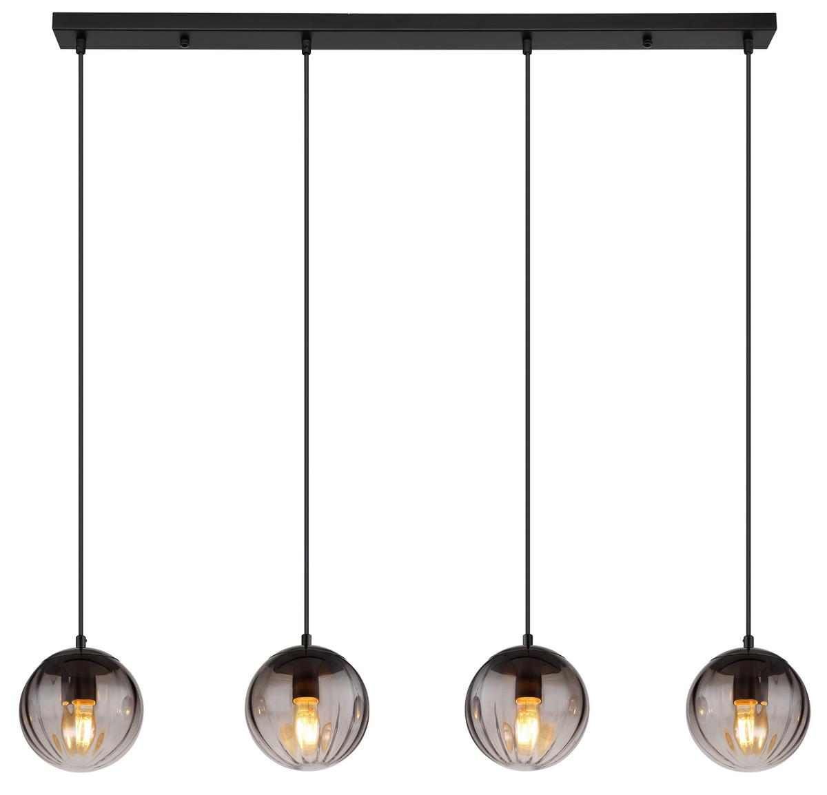 Hängeleuchte Dallerta Rauchfarben max. 60 Watt - Klar/Schwarz, Design, Glas/Kunststoff (104,5/17/120cm) - Globo