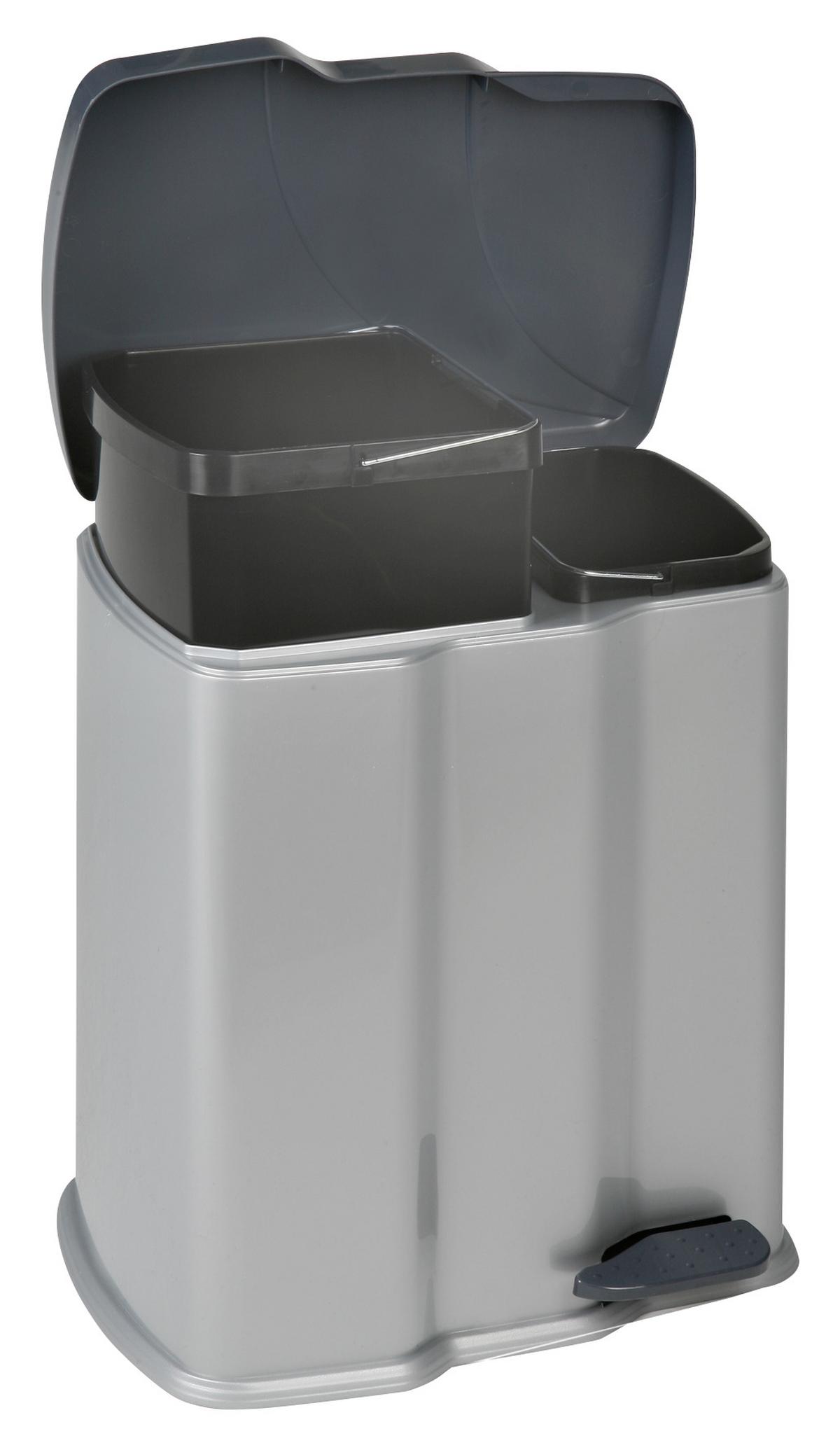 KOSZ NA ŚMIECI Z PEDAŁEM GUNNAR - kolor srebrny/czarny, tworzywo sztuczne (39,5/29/43cm) - Modern Living