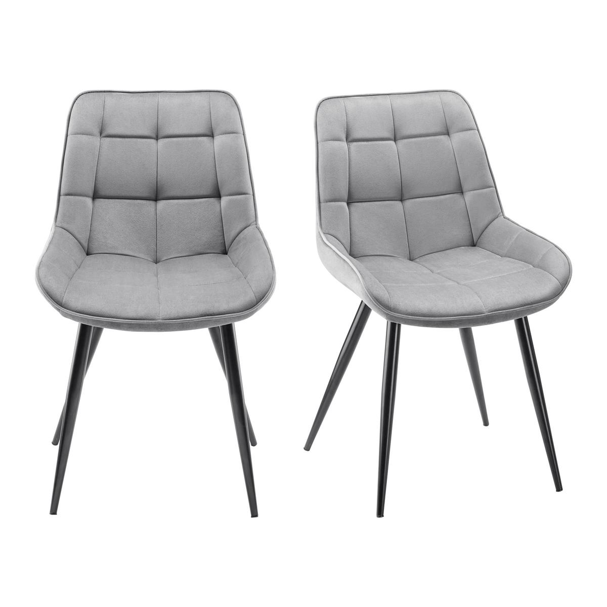 Stuhl Alina Grau Samt Gepolstert - Schwarz/Grau, MODERN, Holz/Textil (59/84/51cm) - Bessagi Home