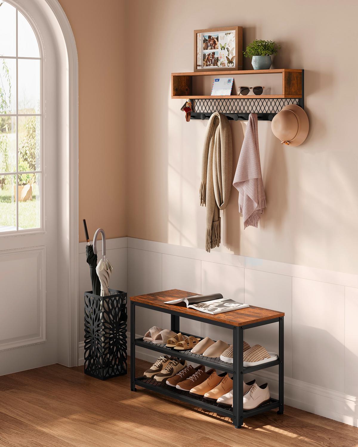 Garderobe in Schwarz, Dunkelbraun 2-teilig - Dunkelbraun/Schwarz, Trend, Holzwerkstoff/Metall (73/45,5/30cm) - MID.YOU