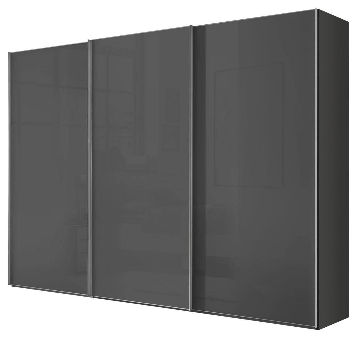 Schwebetürenschrank Lumos Dunkelgrau - Dunkelgrau/Alufarben, Konventionell, Glas/Holzwerkstoff (249/222/68cm) - Based