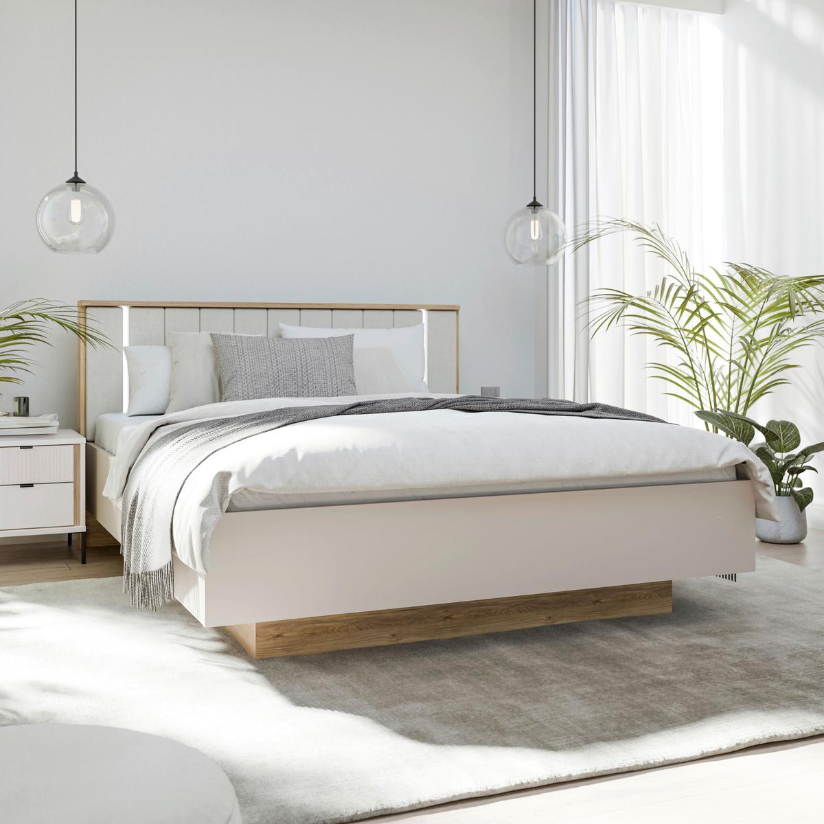 Krevet Seravel - boje hrasta/boje pijeska, Konvencionalno, drvni materijal/tekstil (160/200cm) - Modern Living