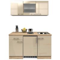 Miniküche Nepal m. Geräten B: ca. 150cm Kaschmir - Kaschmir/Edelstahlfarben, MODERN, Glas/Holzwerkstoff (150,5cm) - FlexWell