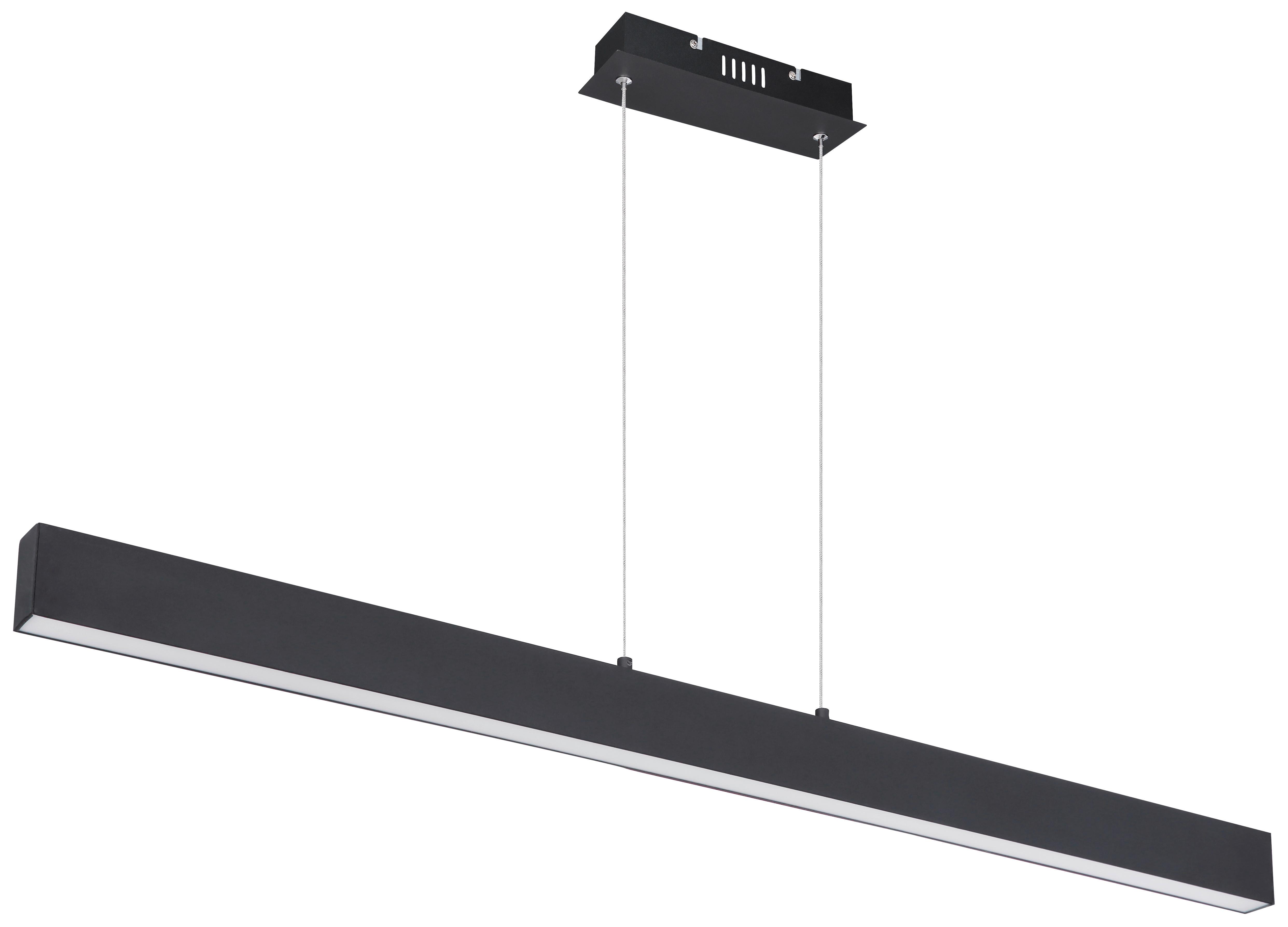 LED-HÄNGELEUCHTE VERENA L: 121 CM SCHWARZ MATT - Weiss/Opal, Design, Kunststoff/Metall (121/8/120cm) - Globo