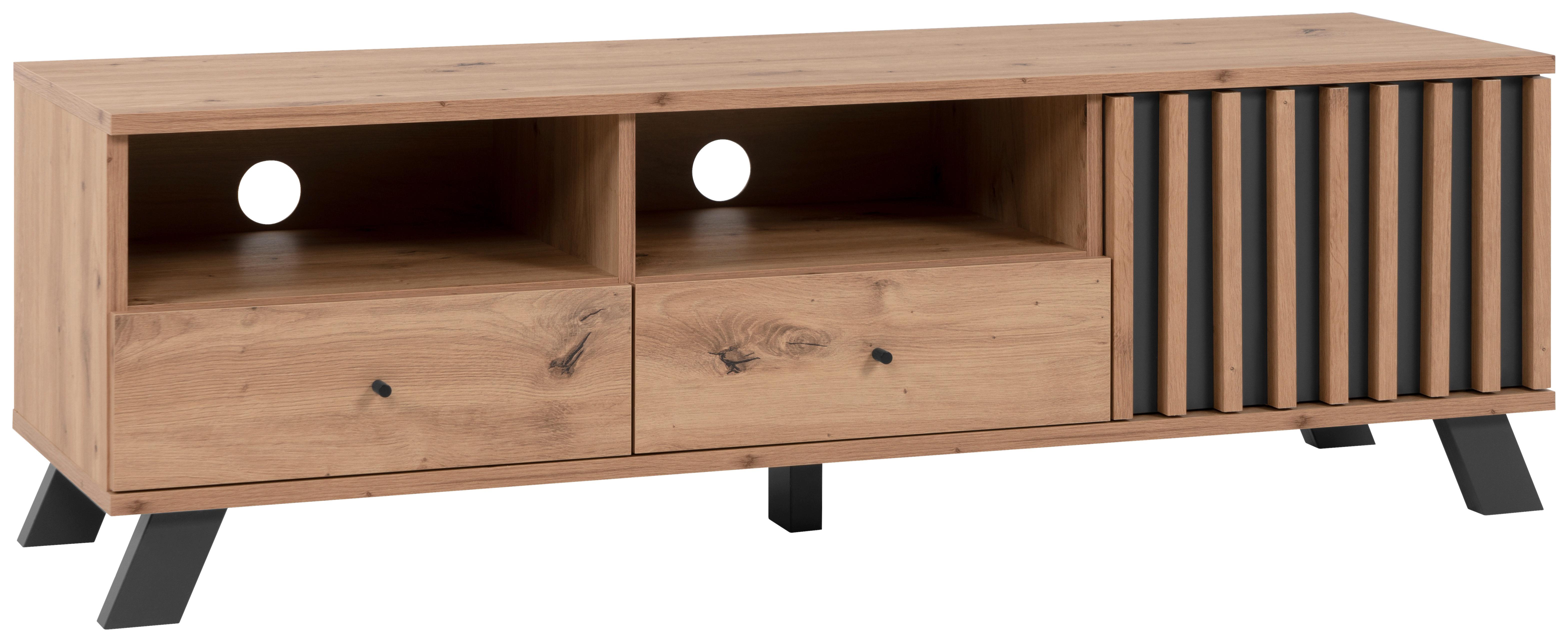 KOMODA NISKA MEDAN 56A TV-BOARD - antracytowy/czarny, Lifestyle, materiał drewnopochodny/metal (138/44/40cm) - MID.YOU