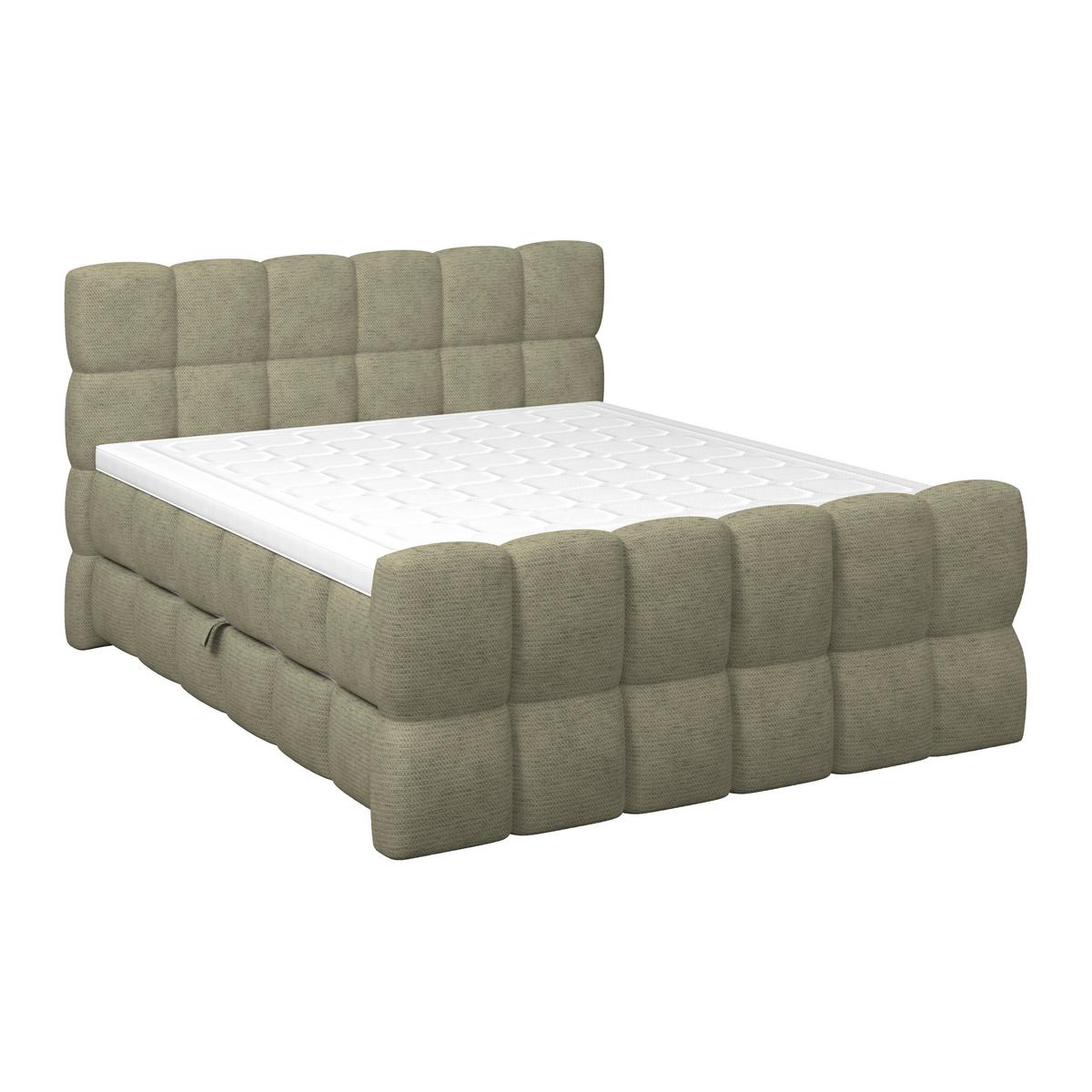Postelja Boxspring Brisbane, Zelena, 180x200 - črna/zelena, Trend, umetna masa/tekstil (180/200cm) - Premium Living