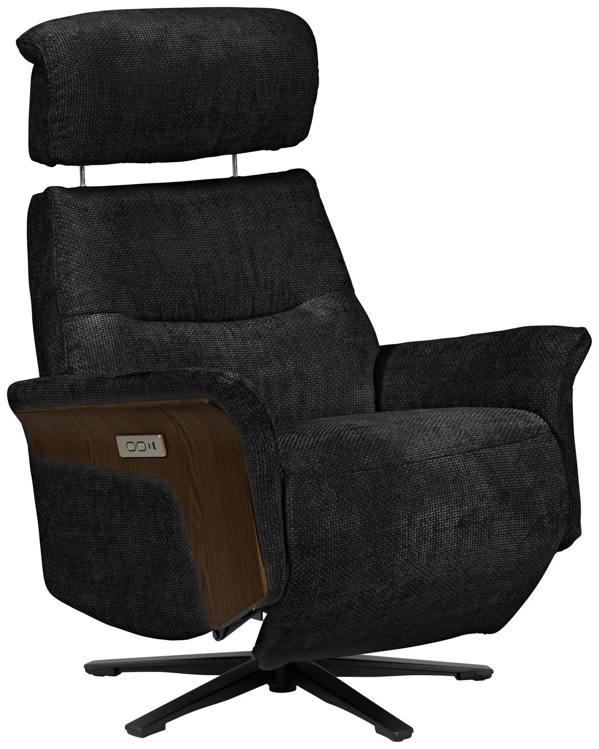 Tv Fotelj Rio - črna/barva oreha, Moderno, kovina/tekstil (75/106/87cm)