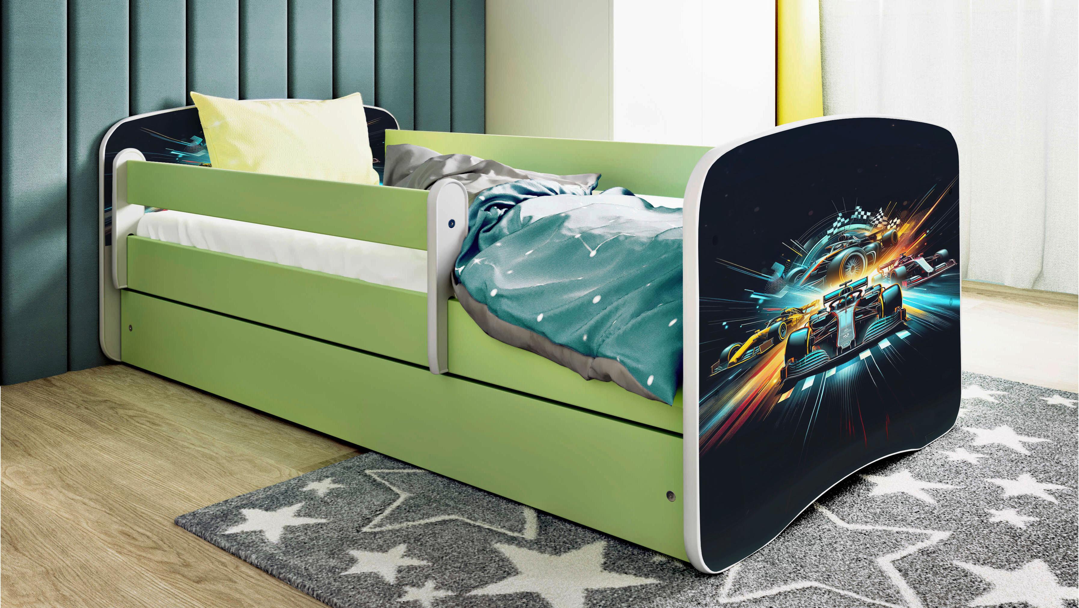 Otroška Postelja Babydreams, Bela, Zelena, 80x160cm - zelena/bela, Moderno, tekstil/leseni material (80/160cm) - MID.YOU