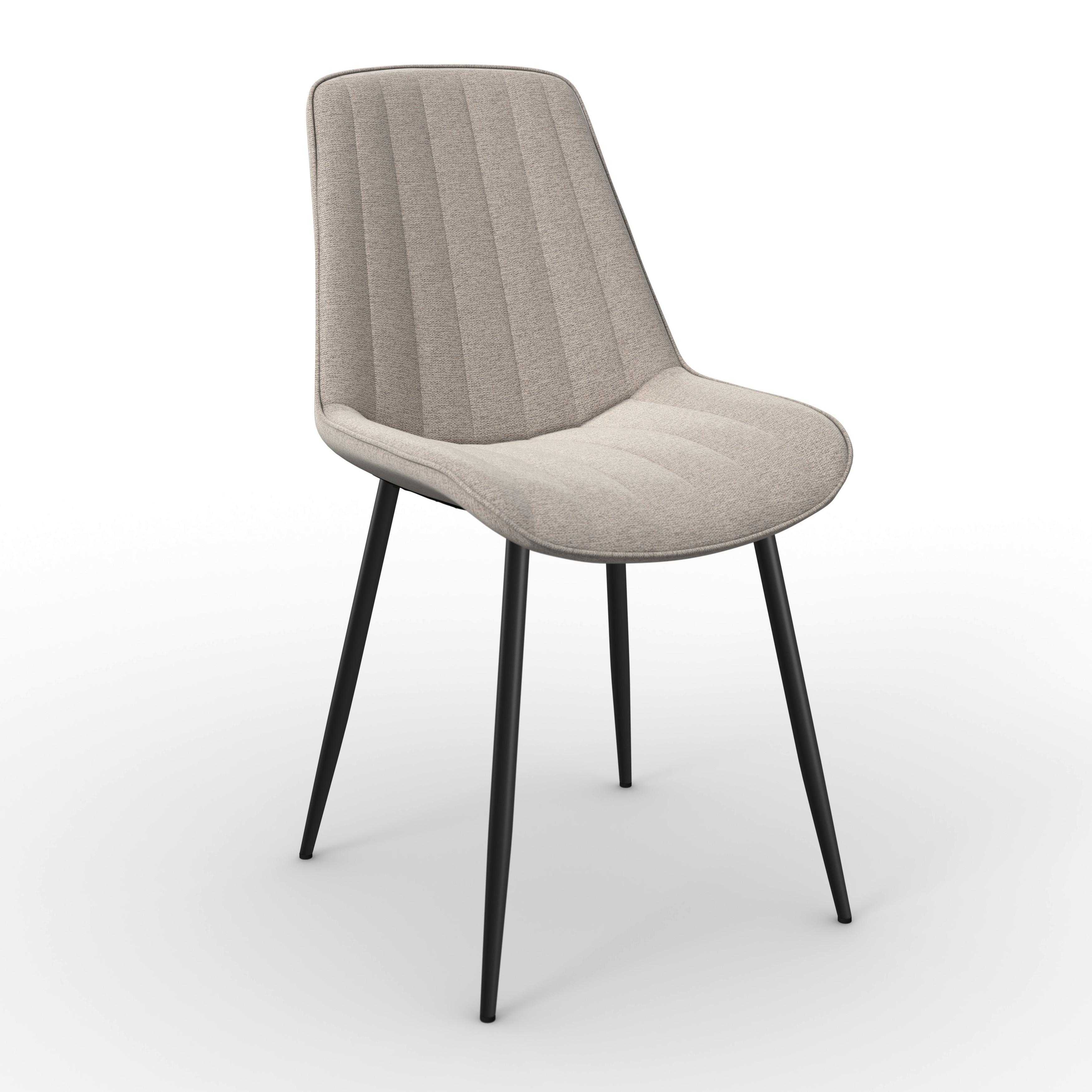 Tischgruppe Eolona Creme 5-tlg. - eukalyptusträ färg/svart, Modern, metall/trämaterial (120/76/120cm) - Bessagi Home