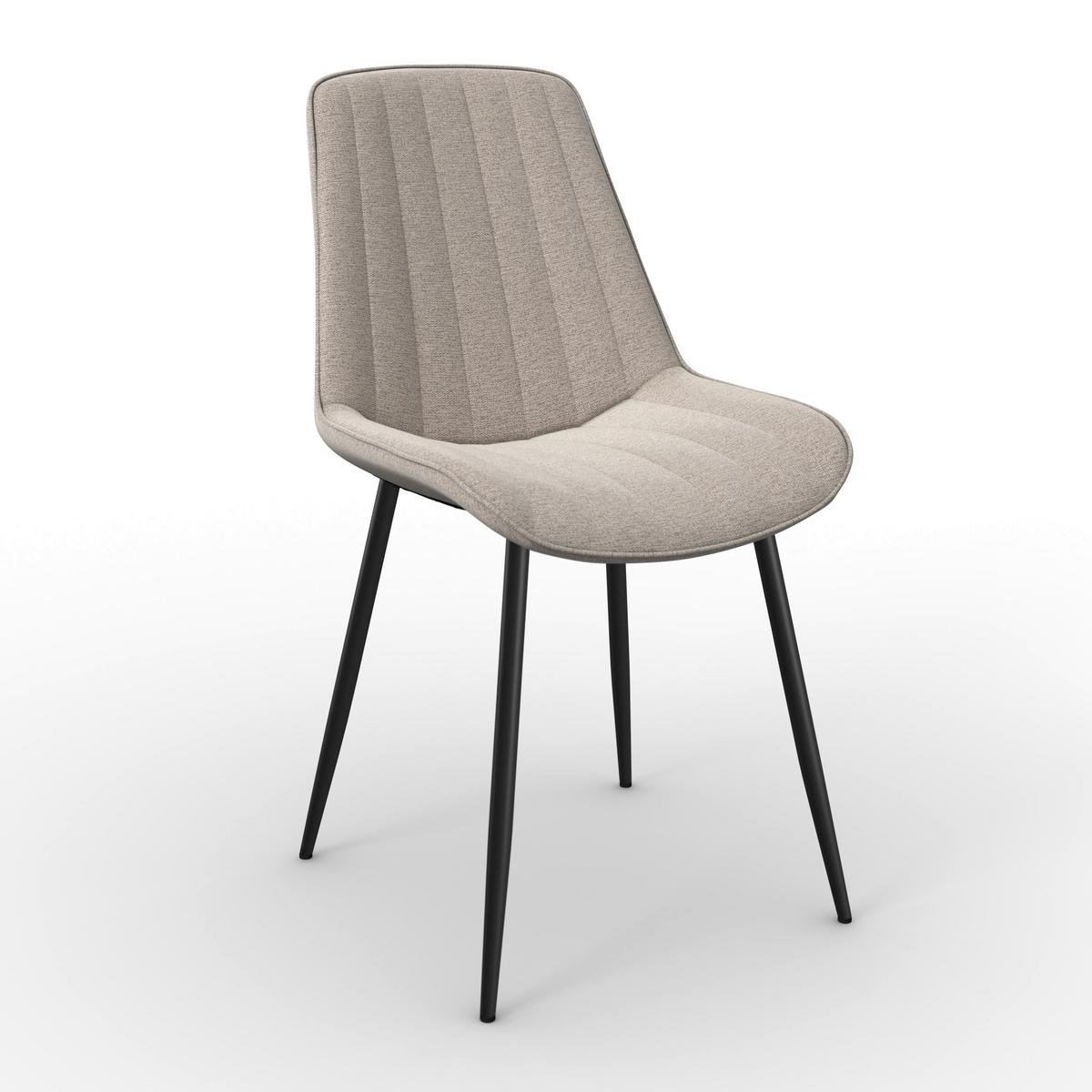 Tischgruppe Eolona Creme 5-tlg. - Eukalyptusholzfarben/Creme, MODERN, Holzwerkstoff/Textil - Bessagi Home