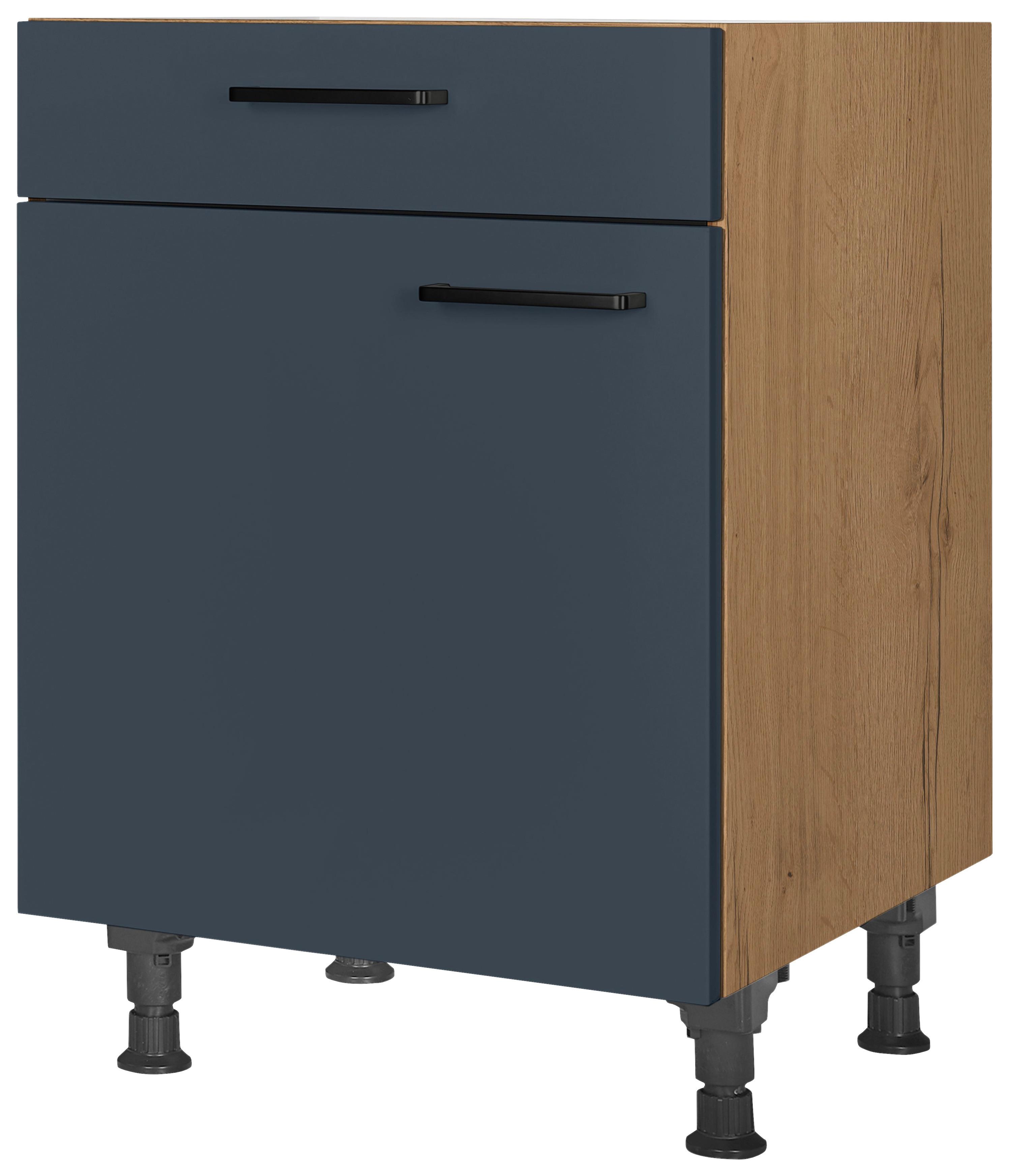 Schubkastenunterschrank Easytouch Blau - Blau/Eichefarben, MODERN, Holzwerkstoff/Metall (60/87/56cm) - Nobilia