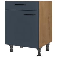 Schubkastenunterschrank Easytouch Blau - Blau/Eichefarben, MODERN, Holzwerkstoff/Metall (60/87/56cm) - Nobilia