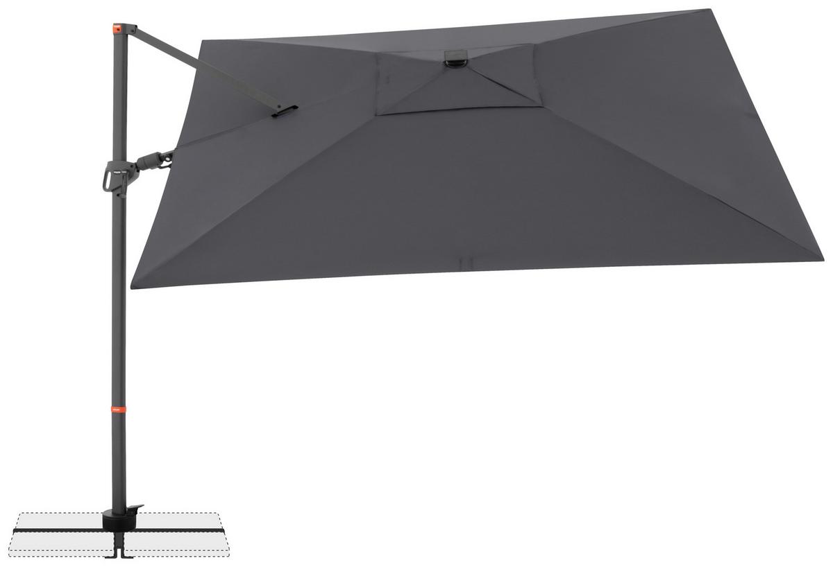 Ampelschirm Myzone LED Anthrazit ca. 300x220cm - Anthrazit, Basics, Textil/Metall (300/220cm) - Doppler