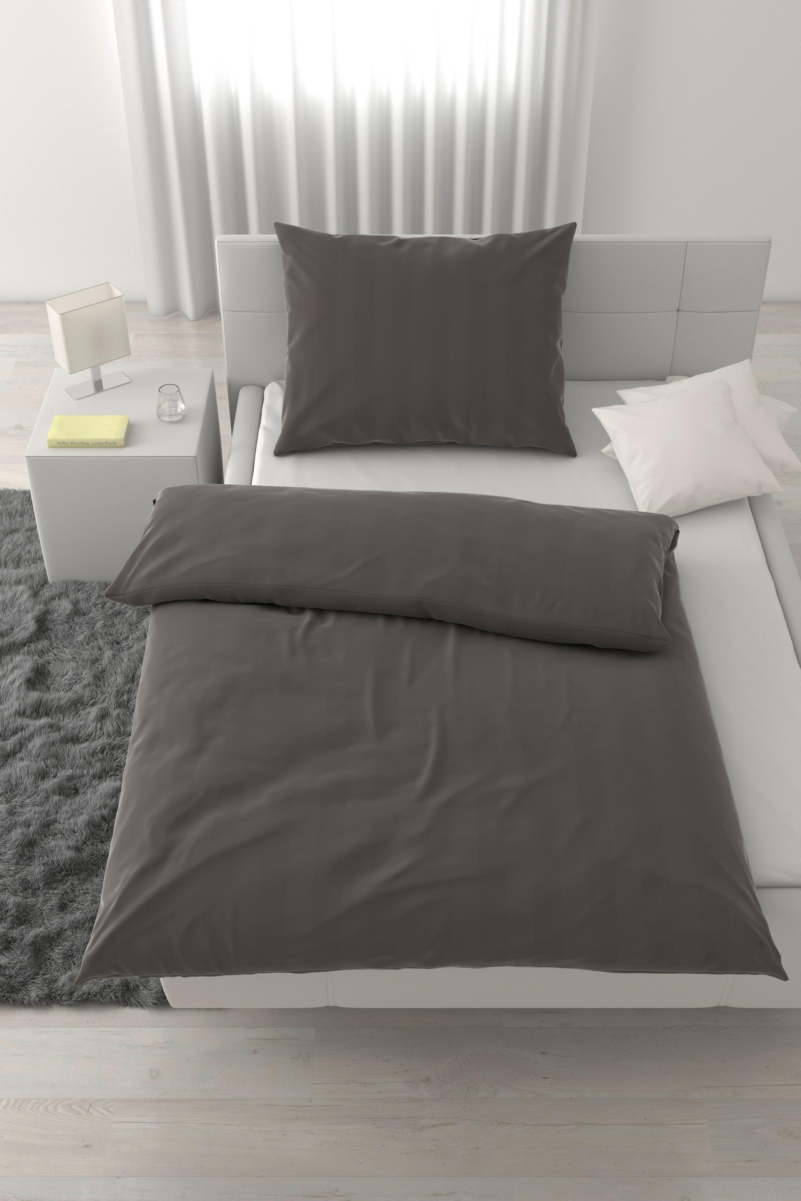 Bettwäsche Xenia Streif Anthrazit ca. 140x200cm - Anthrazit, MODERN, Textil (140/200cm) - Premium Living