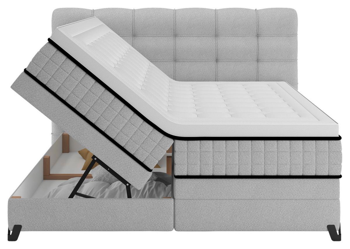Boxspringbett Carmen C Hellgrau ca. 180x200cm - Hellgrau, Konventionell, Holz/Holzwerkstoff (180/200cm) - Premium Living