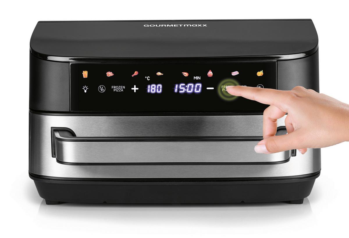 FRYTKOWNICA BEZTŁUSZCZOWA 16428 - kolor srebrny/czarny, Basics, tworzywo sztuczne/metal (32,5/41/24cm) - GOURMETMAXX