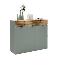 Kommode Bahia-M Grün/Eiche Artisan - Schwarz/Eiche Artisan, MODERN, Holzwerkstoff/Metall (122/101/41cm) - Mömax