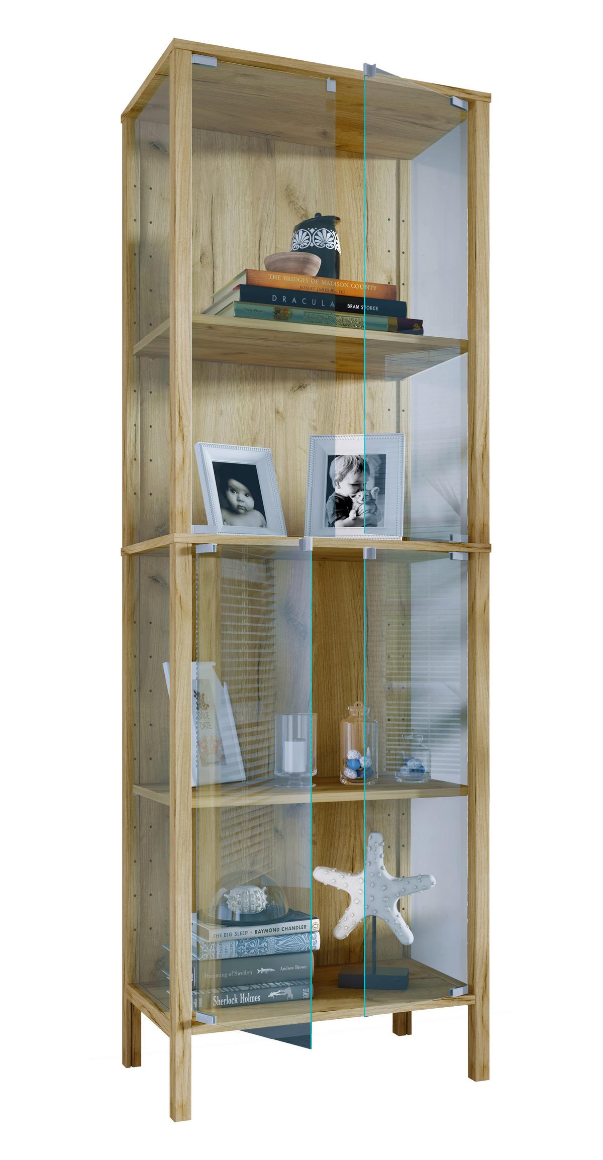 Vitrine Jensol Honigeiche/Klar - Honigeiche/Klar, Design, Glas/Holzwerkstoff (60/178/35cm) - Livetastic