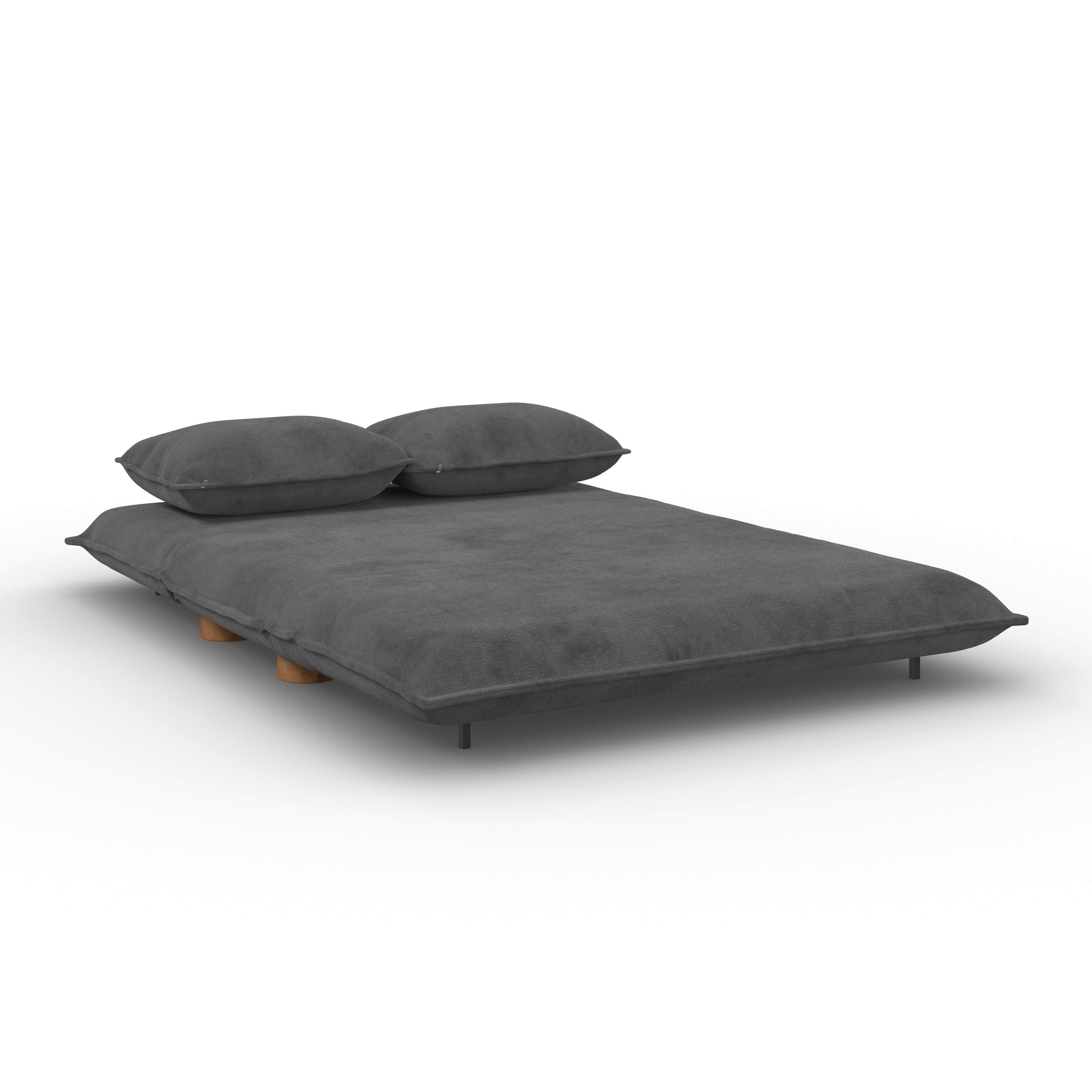 BÄDDSOFFA BELLA - mörkgrå/naturfärgad, Modern, metall/trä (141/77/85cm) - Bessagi Home