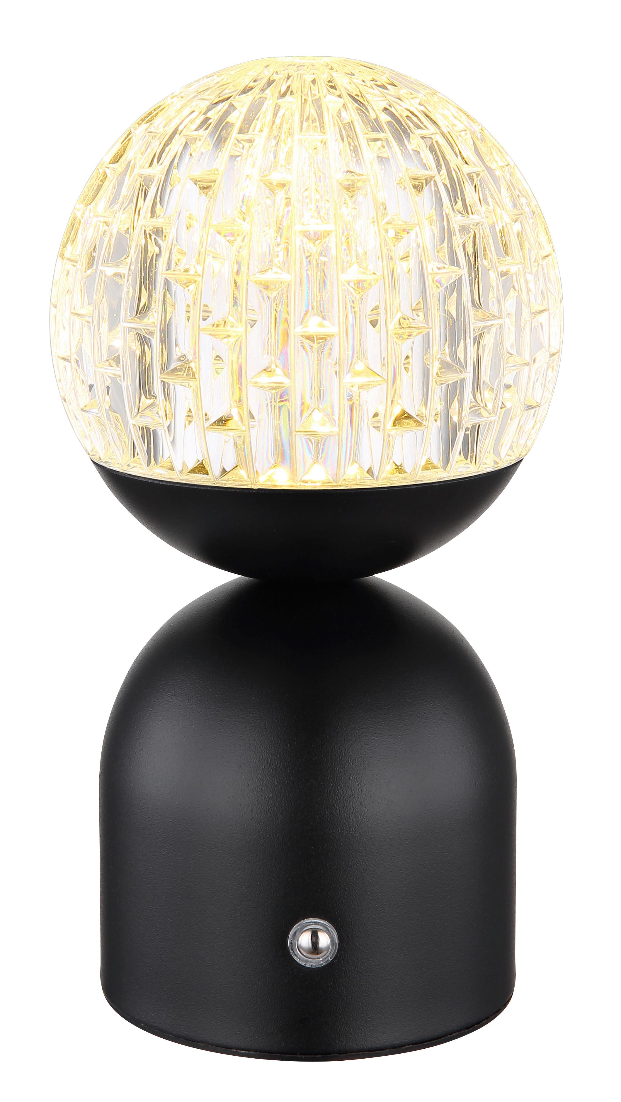 Akku-Tischleuchte Julsy Klar max. 2,5 Watt - Klar/Schwarz, Basics, Kunststoff/Metall (10,5/20cm) - Globo